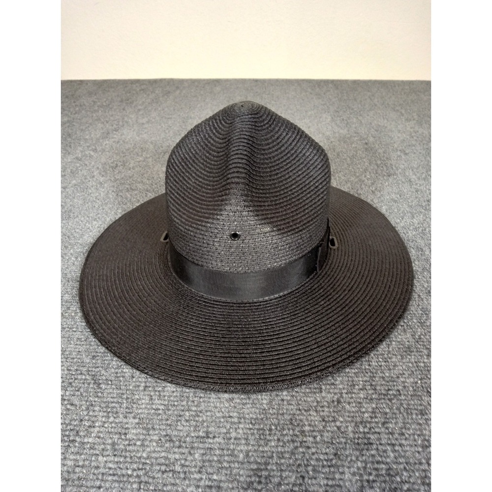 The Lawman Genuine Milan Navy Straw Trooper Officer Hat Made in USA Black 6 1/2